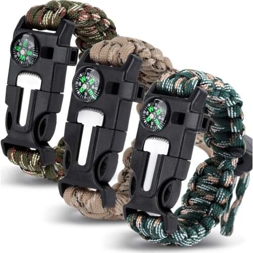 Bracelet Multifunctional Umbrella rope Wristband Adjustable Military Survival Bracelet Compass For Men Outdoor Camping Emergency