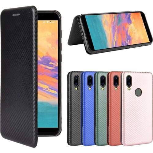 For Umidigi A3S Case Carbon Fiber Flip Leather Case For Umidigi A3S Business Magnetic Wallet Card Slot Slim Cover 5.7"