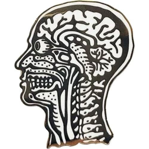 Skull pin anatomical skeleton badge medical jewelry weird Goth accessory