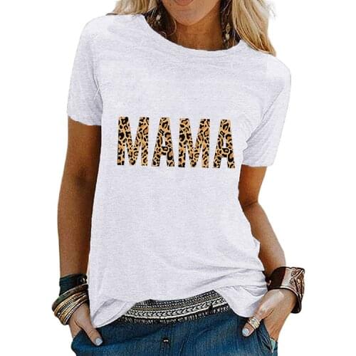 Mothers Day Women T-shirt Leopard Letters Printing Summer T Shirt Short Daily Holiday Sleeve Casual Tee Top Magliette Donna