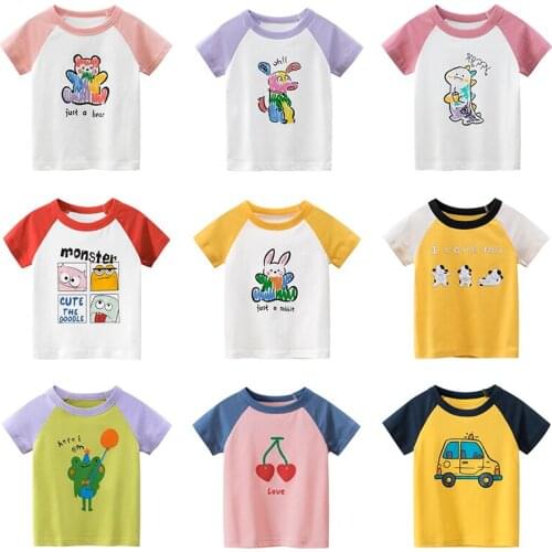 Children T-Shirts Kids Boys Girls Tops Tee Clothing Clothes Short Sleeves Print Cartoon Cotton T Shirts Baby Infant Summer 2021