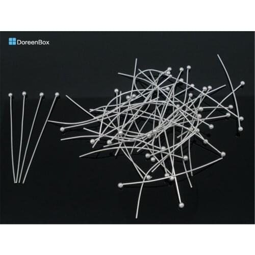 Doreen Box Lovely 400 Silver Color Ball Head Pins 40x0.5mm Findings (B05419)
