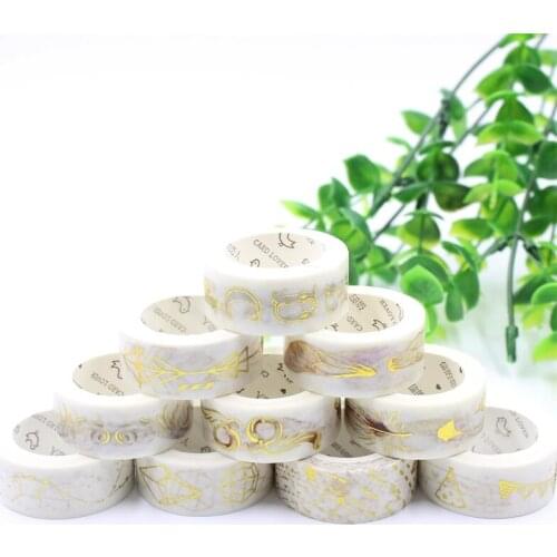 KSCRAFT 15mm*5m Adhesive Tape for Scrapbooking DIY Craft Sticky Deco Masking Japanese Paper Washi Tape Retro Gold Foil