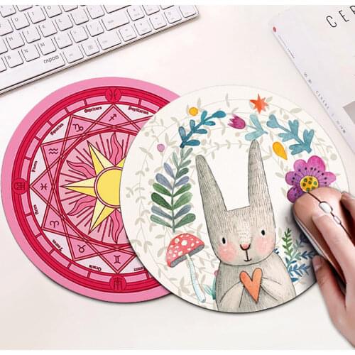 Kawaii Round Celestial Mouse Pad Soft Mat For Game Computer Cap Desk Mat Pads Non-Slip Rubbe PC Waterproof Office MousePad 22cm
