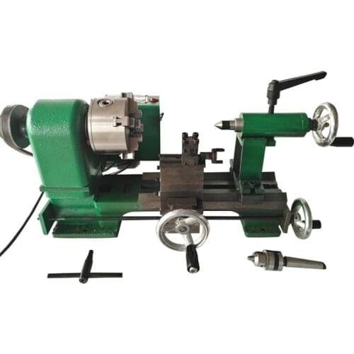 220V Small Lathe Machine Milling Machine Mini Grind Grinder Metal Precision Meter Tool Desktop Home DIY 350W 3-4 jaw 80 chuck