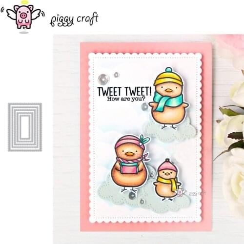 Piggy Craft metal cutting dies cut die mold Wavy rectangular frame Scrapbook paper craft knife mould blade punch stencils dies