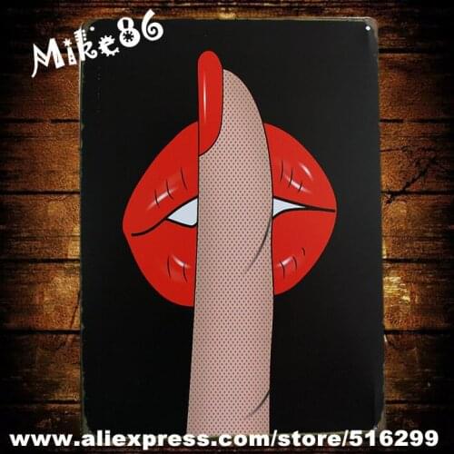 [ Mike86 ] Fingers and Red Mouth Metal Signs Gift PUB Wall art Painting Bar Decor AA-126 Mix order 20*30 CM