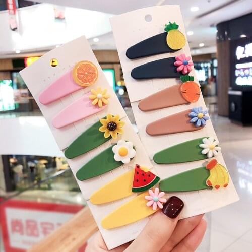 Girls Cute Orange Pineapple Carrot Flowers Avocado Fruits Hairpins Kids Sweet Headband Hair Clip Barrette Kid Hair Accessories