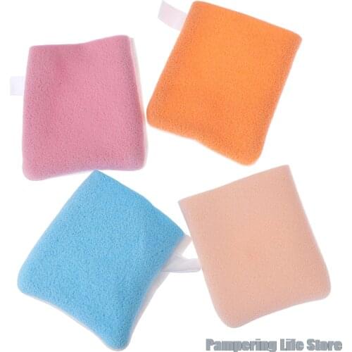 1PCS 4 Colors Reusable Microfiber Facial Sponge Face Towel Makeup Remover Cleansing Glove Random