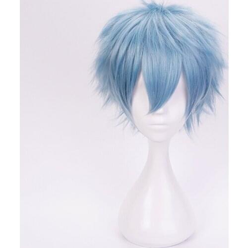 Anime My Hero Academia Tomura Shigaraki Short Cosplay Gray and Blue Mixed Color Accessories Heat Resistant Synthetic Hair Wigs