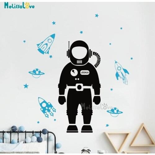 Spaceman Personalized Name Baby Room Nursery Vinyl Decor Astronaut Universe Theme Removable Wall Sticker BD512