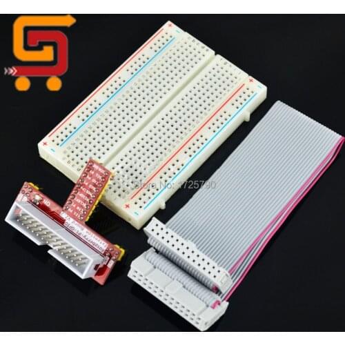 Raspberry PI GPIO Extension Board + 26 Pin Flat Ribbon Cable Wire 400 Breadboard Starter kit for pi 3