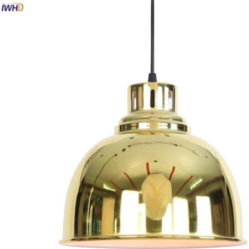 IWHD Gold Iron Wrount Hanglamp Dinning Living Room Lights Loft Decor Industrial Pendant Lighting Fixtures Vintage Light LED
