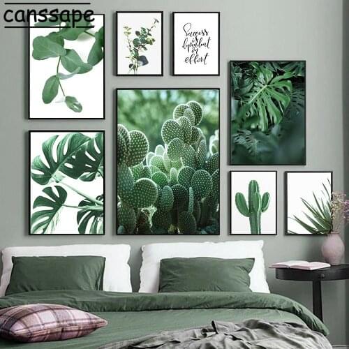 Succulent Plants Wall Poster Cactus Print Green Plant Leaf Posters Modern Canvas Painting Nordic Wall Pictures Living Room Decor