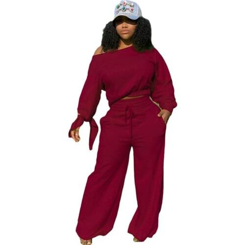 Plus Size Casual Loose Sweatsuit Velvet Inside 2 Pcs Set Long Sleeve Sweatshirt + Wide Leg Pants Women Fall Winter Clothes S-3XL