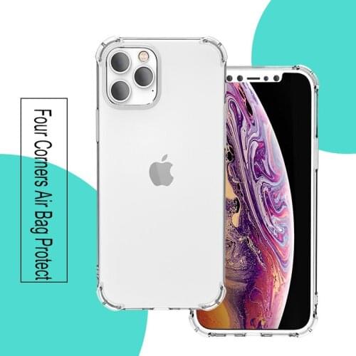 Transparent Shockproof Case for iPhone 12 mini pro max and 11 pro max Clear Anti-knock Phone Shell Soft TPU Back Cover
