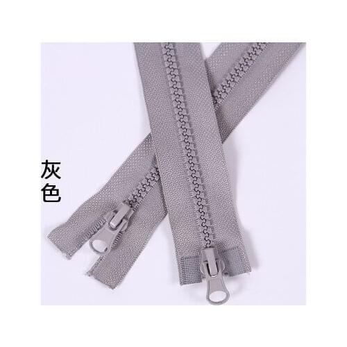 Free shipping 5pcs/lot 5# 150cm grey resin double-ended zipper down jacket coat zipper tent bag zipper double slider zipper
