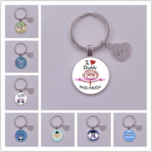I Love Dad Keychain My Dad Is A Super Hero Pendant Glass Key Ring Fathers Day Best Gift
