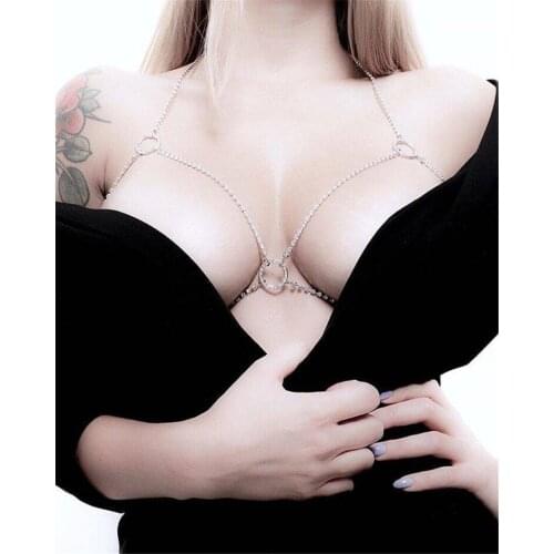 Sexy Bra Chain Circular Annular Rhinestone Shining Charming Trendy Geometry Temptation Fashion Beach Nightclub Gift