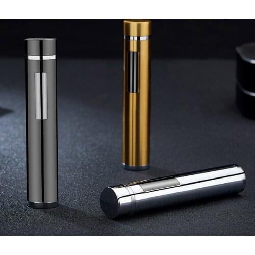Touch Induction USB Charging Cigarette Cigar Lighter Cylindrical Arc Windproof Lighter Smoking Accessories Plasma Lighter 2021