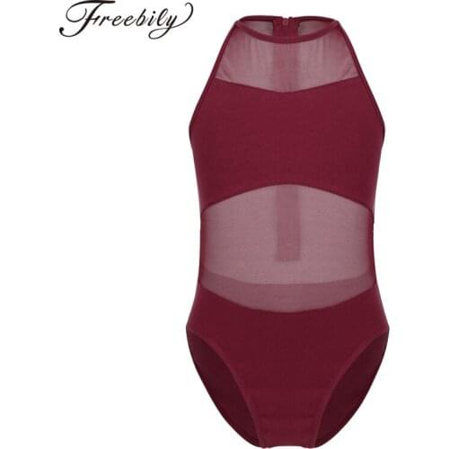 Girl Sleeveless Mesh Keyhole Back Ballet Leotards Girls Gymnastics Leotard Kids Dance Wear Ballerina Party Ballet Costumes