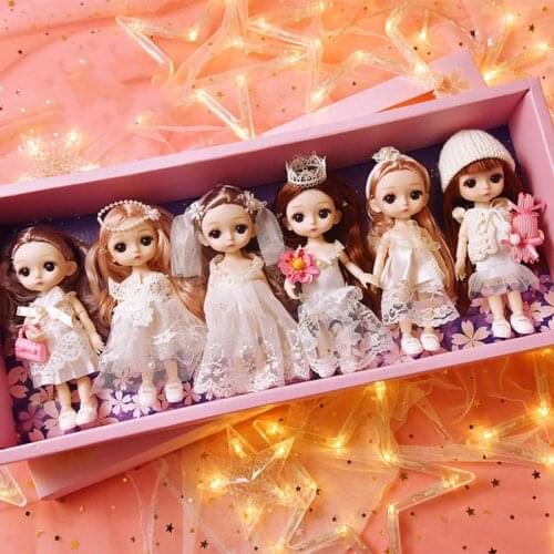 16cm Exquisite Cute BJD Doll Toys For Girl Birthday Gift 6pcs/set BJD Doll 13 Movable Jointed Body With Beautiful Package
