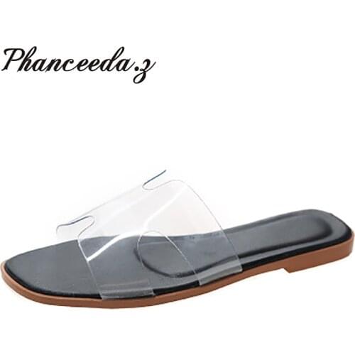 2021 Shoes Women Sandals Flip Flops Toe Slides Female Fashion Comfortable Sandal Sweet Slippers PVC Jelly Shoes Size 6-11