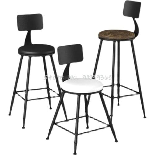 Modern Bar Desk Chair High Stool Northern Europe Simple Family Cafe Front Desk Chair Back Chair Black