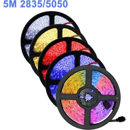 5M Led Strip 2835 5050 SMD 60Leds/M None Waterproof Flexible Led Tape 12v Christmas Decoration Ribbon Led Lights Led Stripe RGB