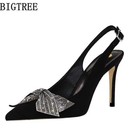 Bigtree Shoes For Women 2021 Heels Woman Pumps Crystal High Heels Luxury Brand Shoes Women Bridal Shoes Tacones Chaussures Femme