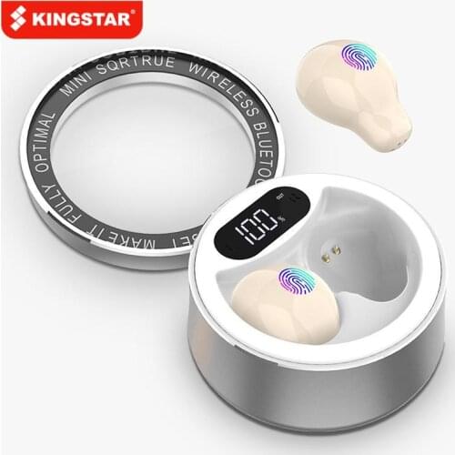KINGSTAR Ultra Mini Wireless TWS Earphone Hidden Small Bluetooth Headset Touch Control Earbud With LED Power Display