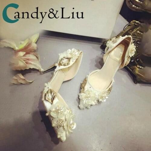 Women Sandals Luxury Design News Crystal Flower Hollow Silk Fabrics Silver Metal Thin Heel Sexy Sweet Princess Customize 3cm 5cm