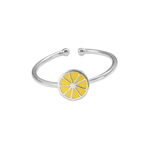 925 Sterling Silver Lemon Open Rings For Women Lady Fashion Jewelry Free Shipping Open Adjustable Finger Ring