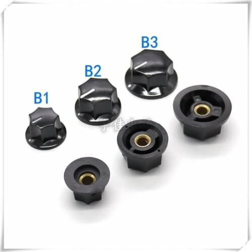 10 Piece Hexagonal bakelite knob MF-B01 B02 B03 potentiometer adjustment knob cap round hole 6mm switch knob