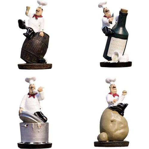 4pcs Europe Vintage Potato Chef Statue Sculpture Figurine Christma DIY Resin Ornaments Bread Wine Cabinet Gift Home Decoration