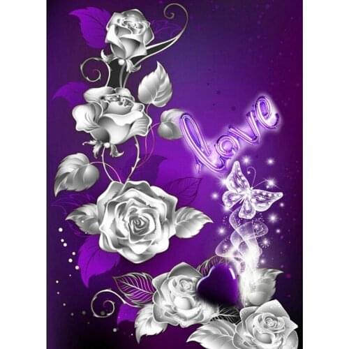 Kexinzu 5D Full DIY Square/Round Diamond Painting"Silver rose"3D Embroidery handcraft work Cross Stitch Home Decor @714
