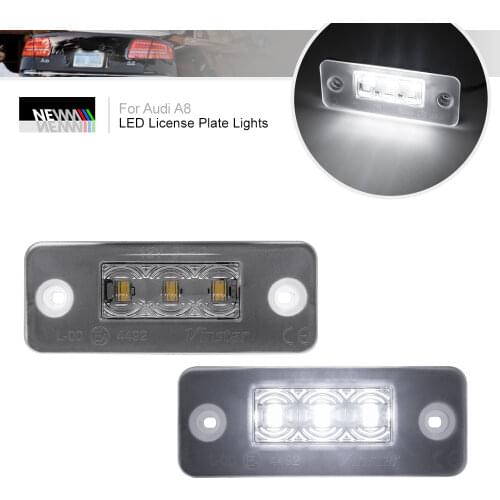 2x Error Free Auto Tail Lamp Led License Plate Lights For Audi A8 D3 2002-2010 OEM: 4E0943021 4E0943022