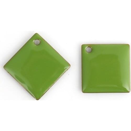 DoreenBeads Fashion Copper Enamelled Sequins Pendant Rhombus Unplated Colorful Enamel DIY Charms 25mm(1") x 25mm(1"), 10 PCs
