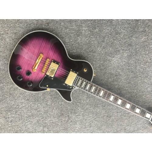 Electric guitar purple custom, ebony fingerboard purpleburst electric guitar mahogany wood body and neck
