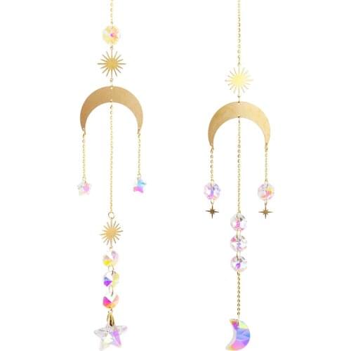 Crystal Star Hexagon Diamond Prisms Hanging Rainbow Chaser Lighting Window Curtains Pendant Home Garden Car Decor Gifts