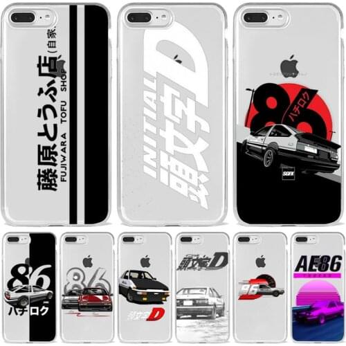 Initial D car Japan anime movie Transparent soft For iphone 5 6 7 8 11 12 s c se plus mini x xs xr pro max cover shell funda