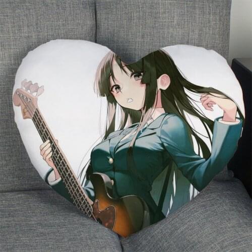 Hot Sale Anime K-ON！Pillow Case Heart Shaped Zipper Pillow Cover Satin Soft No Fade Pillow Cases Home Textile Decorative