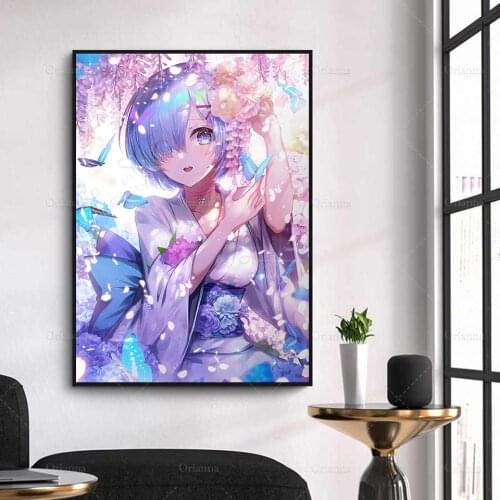 Rem Re Zero Anime Poster Canvas Painting Printed Canvas Posters Prints Modern Big Size Wall Art Pictures Canvas Posters Prints