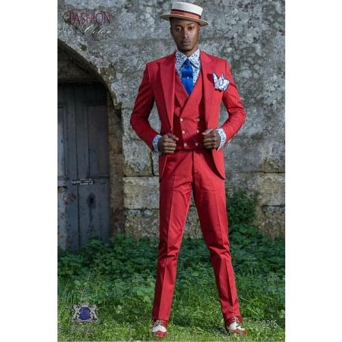 Classic slim Groomsmen Peak Lapel Groom Tuxedos Men Suits Wedding/Prom Best Man Blazer ( Jacket+Pants+Tie+Vest) A252