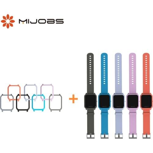 For Amazfit Bip Strap + Case Kit Silicone Wrist Bracelet Cover PC Shell Bumper for Huami Amazfit Bip Lite Smart Wristbands 20mm