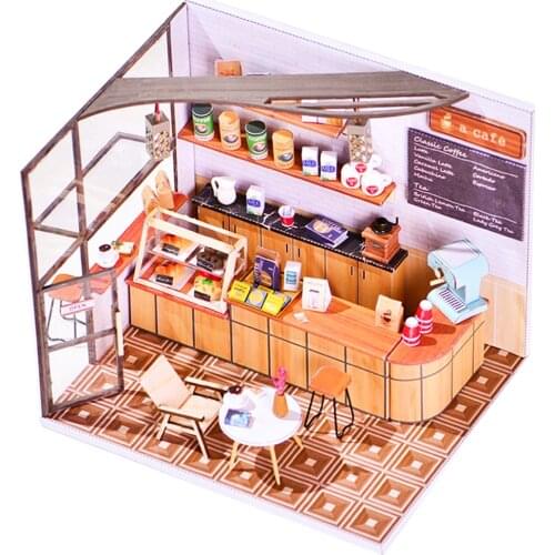 Doll House Furniture Wooden Miniature DIY Kit with Dust Cover Assemble Crafts Toy Best Birthday Gift For Children Girl
