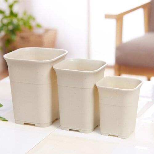 Square Thick Frosted Decorative Flower Pot Para Black White Desktop Simple Plant Succulent Bonsai Plastic Flower Decoration Vase