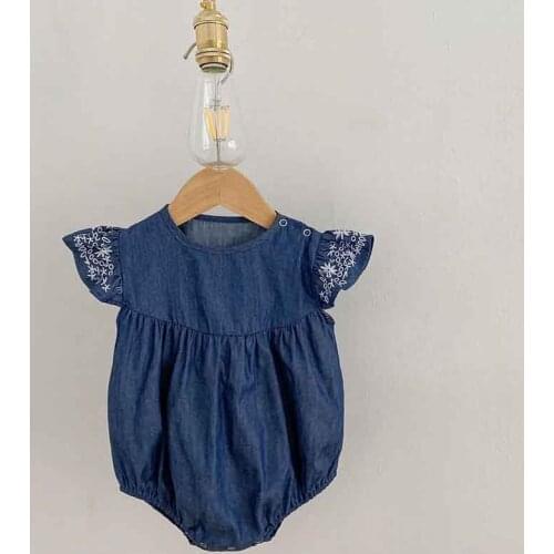 Summer New Baby Jumpsuit Clothes Girls Denim New Fashion Cotton Flying sleeve Infant Toddler Rompers