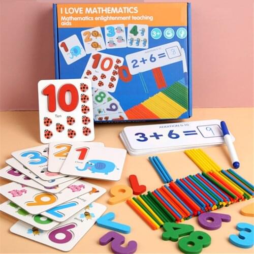 Montessori Mathematical Toys Counting Stick Number Cognition Matching Early Education Wooden Teaching Aids Gifts for Children