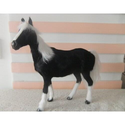 Lovely simulation horse toy fur& polyethylene horse black model horse doll gift about 28x25cm 0728